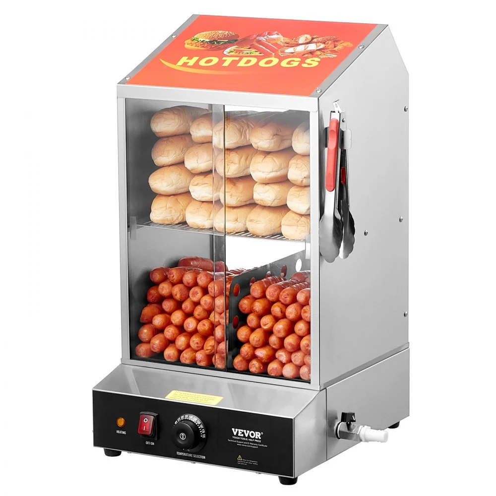 Summer Sale
VEVOR Hot Dog Steamer, 39QT, 2-Tier Hot Dog Hut Steamer, 86℉~185℉ Temperature Control, Electric Bun Warmer with Tempered Glass Slide Doors Partition Plate Tong, Stainless Steel, for Hot Dogs & Buns
