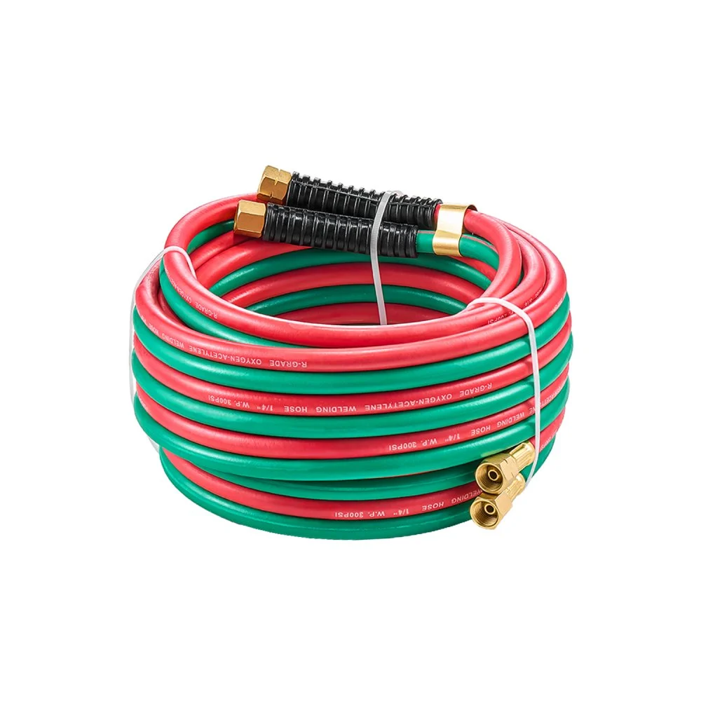 VEVOR Oxygen Acetylene Hose, 1/4-Inch x 25FT Oxy Acetylene Hose with 9/16"-18 LH/RH B Fittings, R Grade Welding Torch Twin Hose with 300PSI Maximum Working Pressure for Cutting Soldering Brazing
