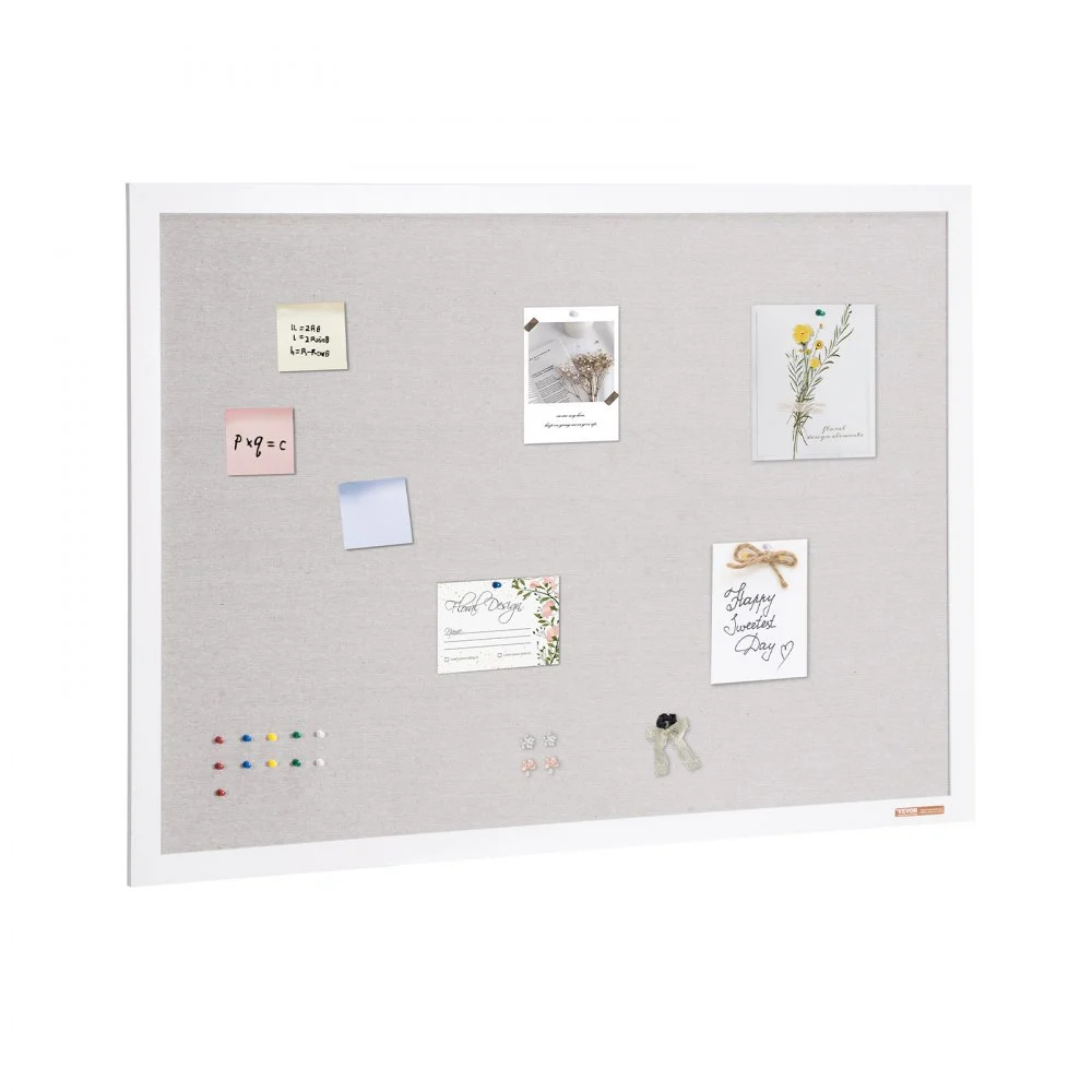 Clearance
VEVOR 48"x36" White Cork Board with Linen Surface – Stylish Wall-Mounted Bulletin Board for Home, School, Office – Elegant & Functional Noticeboard