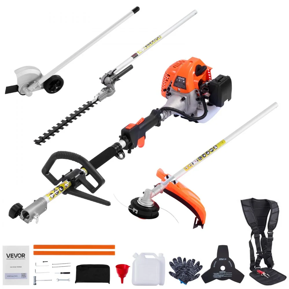 Summer Sale
VEVOR Gas Hedge Trimmer, 2 Cycle Gas Power Handheld Hedge Trimmer, 4-in-1 26cc Weed Eater with Protective Gear Set, Includes Hedge and String Trimmer, Edger, Brush Cutter, for Trimming Shrubs & Bushes
