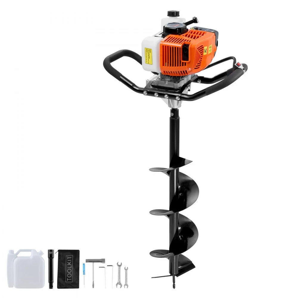 Summer Sale
VEVOR Post Hole Digger Gas Powered, 63CC 2400W Earth Auger, Gas Auger with 8” Auger Drill Action Design Bits & 1 Extension Rod, Post Fence Hole Digger for Farmland Garden Plant, Orange+Black