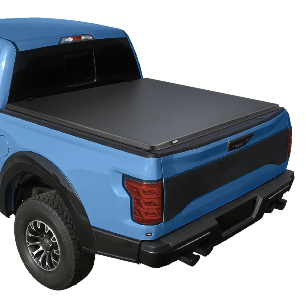 VEVOR Soft Roll-Up Truck Bed Tonneau Cover, Compatible with 2015-2026 Ford F-150, Fits 5.6 ft (5 ft 7 in/67 in) Bed, Triple-Layer Heavy-Duty PVC Tonneau Cover with Three Aluminum Alloy Support Bars