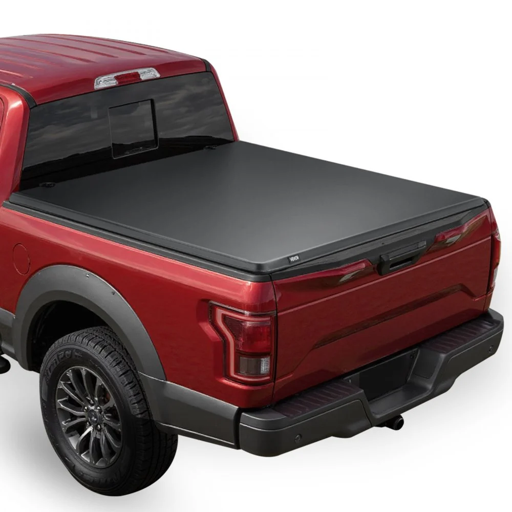 VEVOR Soft Roll-Up Truck Bed Tonneau Cover, Compatible with 2017-2026 Ford F-250/350/450 Super Duty, Fits 6.8 ft (6 ft 10 in/82 in) Bed, Triple-Layer PVC Tonneau Cover with Three Aluminum Alloy Bars