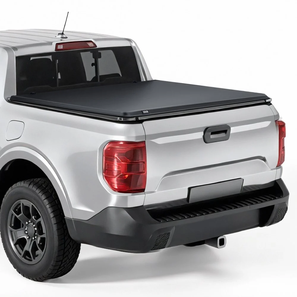 VEVOR Soft Roll-Up Truck Bed Tonneau Cover, Compatible with 2022-2026 Ford Maverick, Fits Styleside 4.5 ft (4 ft 6 in/54 in) Bed, Triple-Layer PVC Tonneau Cover with Three Aluminum Alloy Support Bars