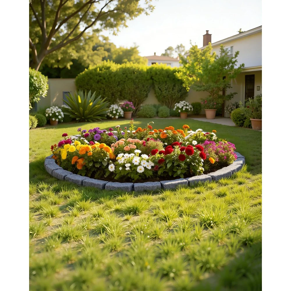 VEVOR Faux Stone Landscape Edging, 46.4 x 2.2 in Realistic Lawn Edging, Flexible Brick-Sized Garden Edging Border with Anchoring Spikes, Fade-Resistant Yard Edging for Driveways Walkway Grey