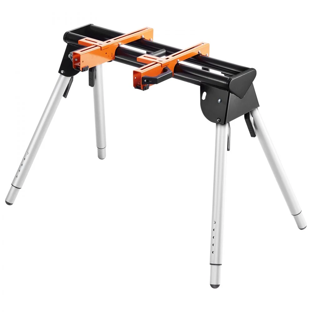 VEVOR Miter Saw Stand, 330lbs Load Capacity Steel Collapsible Stand for Miter Saw with One-piece Mounting Brackets Clamps, 29.1"-32.9" Adjustable Height, Portable Compact and Folding Miter Saw Stand