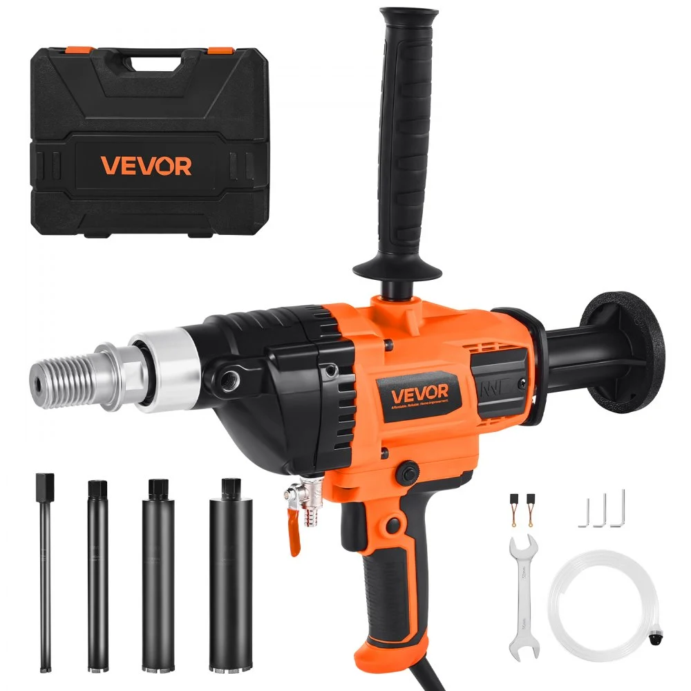 Summer Sale

        
               VEVOR Diamond Core Drilling Machine, 0.8-6.3 in Drilling Diameter, Handheld Dry and Wet Concrete Core Drill Rig with 4 Drill Bits, 0-1800RPM Variable Speed, UNC1 1/4-7, for Concrete Brick Stone, 2000W