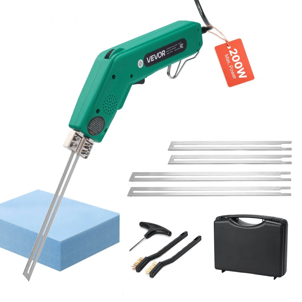 VEVOR Hot Knife Foam Cutter, 200W Electric Foam Cutting Tool, 122℉ - 932℉ Adjustable Styrofoam Cutter with 6" & 8" Cutting Blades for KT Board, Polyethylene, Sponge, Rubber - Tool Box Included