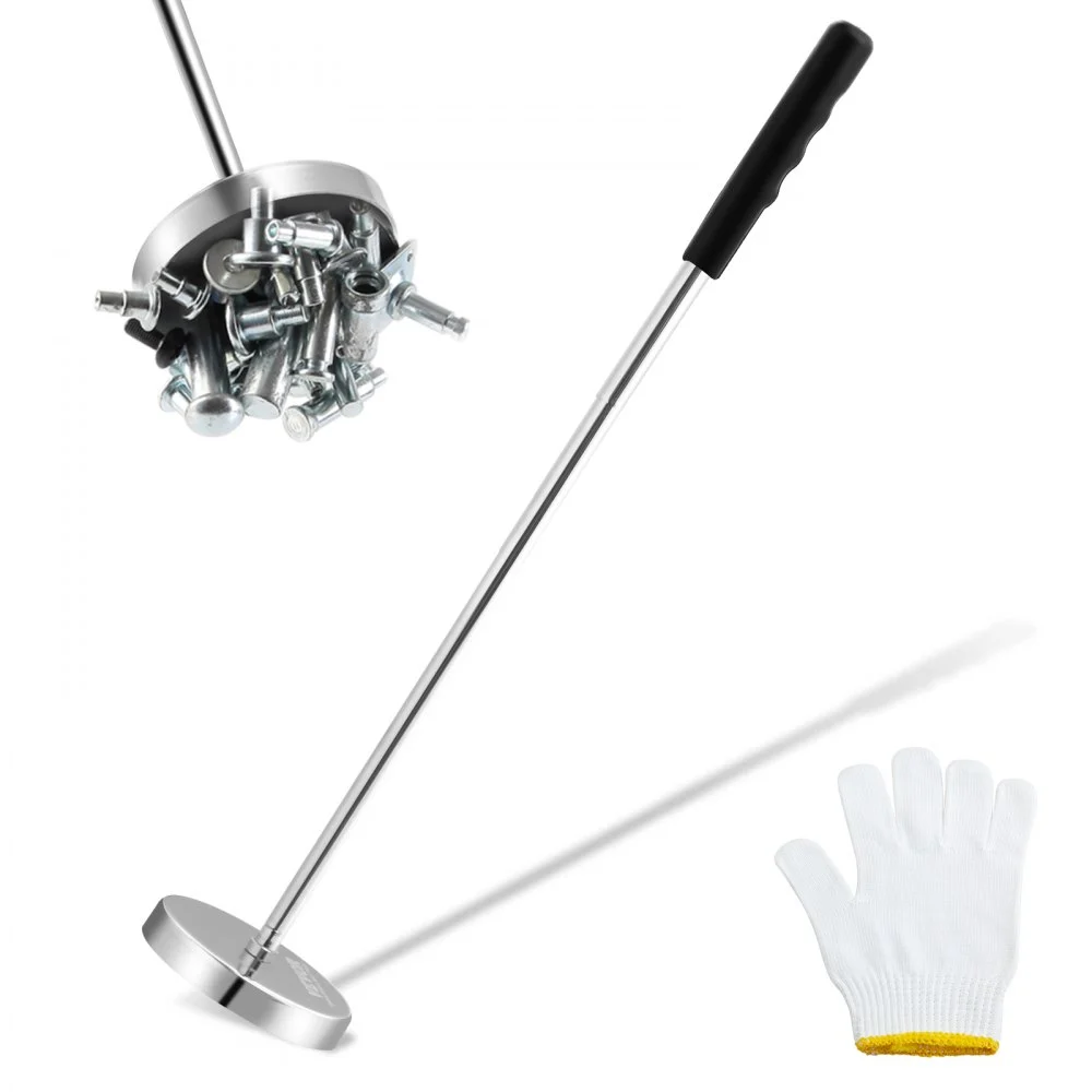 VEVOR Telescoping Magnetic Sweeper Pickup Tool, 3.5inch Handheld Screws Parts Finder with 35LB Pull Capacity, Retractable Handle 8.3 to 33 inches with Strong Magnet, Pick up Nails Screws Metal Parts