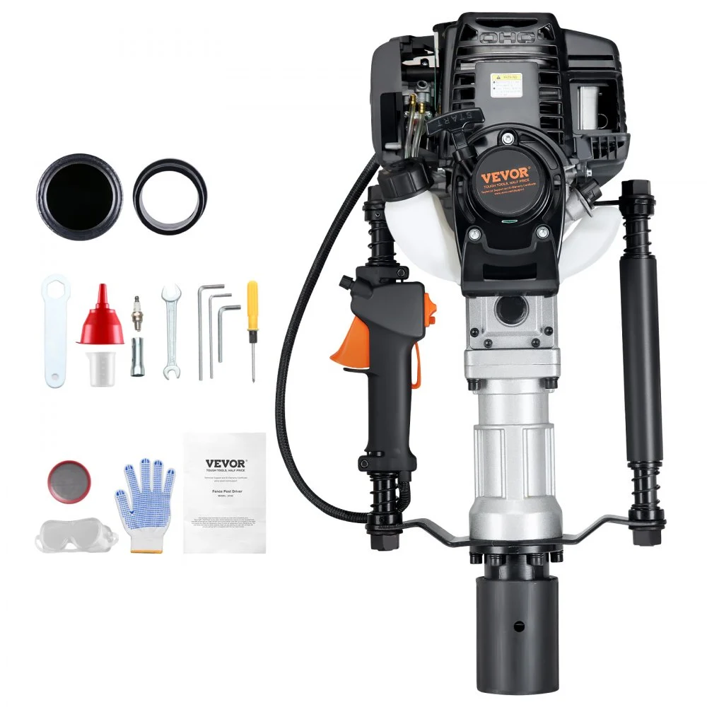 Summer Sale
VEVOR 37.77cc Gas-Powered T Post Driver, 4-Stroke Engine Gasoline Fence Piling Pounder, with 2 Post Driving Head(55/70 mm) , 1000W Portable Piledriver For Farm, Ranch Fencing, Road Improvements