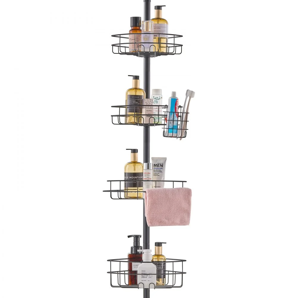 Clearance
VEVOR Shower Corner Caddy Tension Pole, 42" to 114" High, Multi-Functional Shower Tension Pole with Strong Load-Bearing Tray, Rust-Proof Easy-to-Install Tension Pole, Fit for Bathroom & Washroom