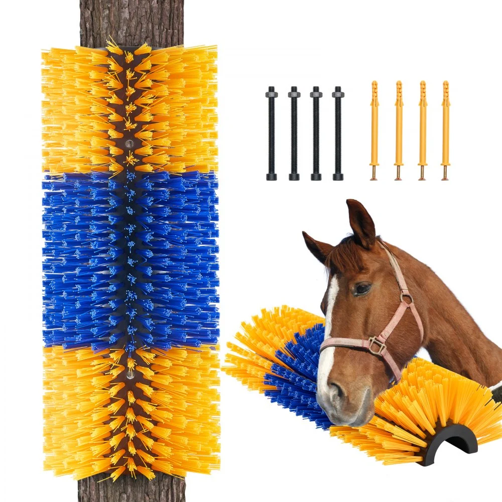 VEVOR Livestock Scratching Brush, Horse Brush with 2 Screws, 20 x 7.5 in Cow Scratcher, for Back Itch Relief & Keep Cleaning, Grooming & Scratching Post Brush for Horse, Pig, Cattle Supplies
