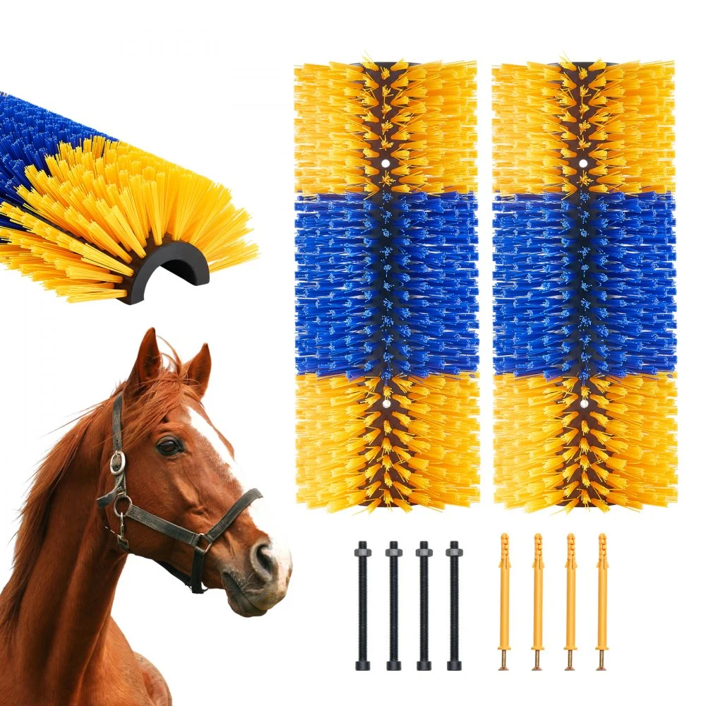 VEVOR Livestock Scratching Brush, 2 Pcs Horse Brush with 4 Screws, 20 x 7.5 in Cow Scratcher, for Back Itch Relief & Keep Cleaning, Grooming & Scratching Post Brush for Horse, Pig, Cattle Supplies