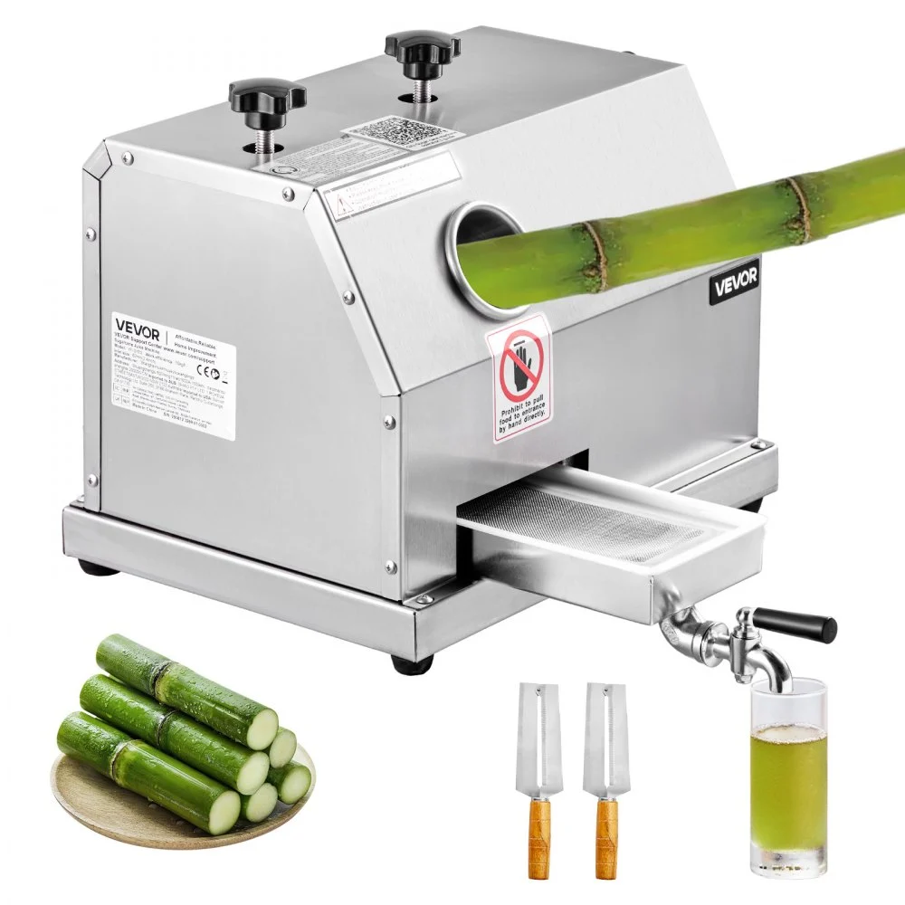 VEVOR Commercial Sugar Cane Juicer, 110LBS/H High Output Sugarcane Juicer Machine with 3 Stainless Steel Rollers, 2.4" Large Inlet, Manual Sugar Cane Press Juice Extractor Squeezer for Home/Commercial