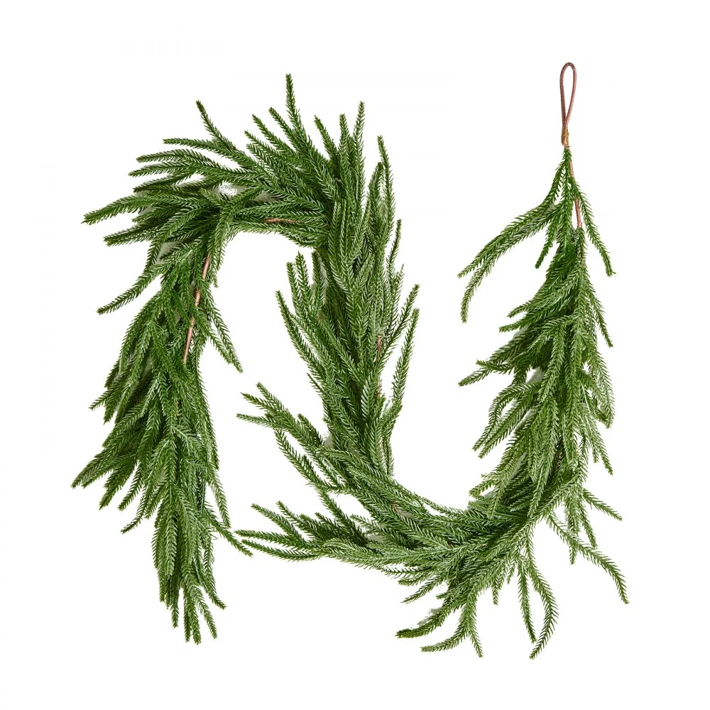 VEVOR Christmas Garland, 5-FT Realistic Norfolk Pine Garland, Evergreen Real Touch Artificial Faux Greenery Garlands, for Holiday Indoor Outdoor Xmas Decoration on Table, Mantel, and Fireplace