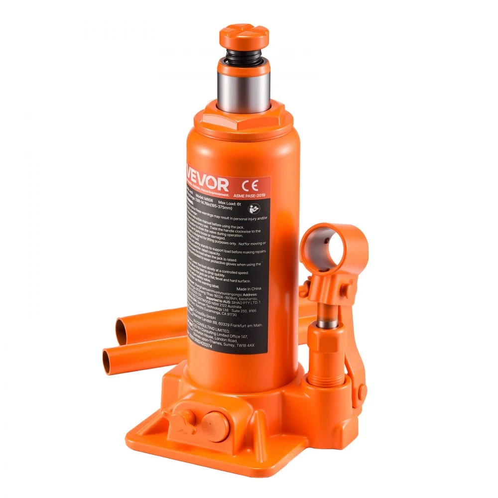 VEVOR Hydraulic Bottle Jack, 6 Ton (13227.6 lbs) Capacity, 7.7-14.8 Inch Lifting Range, Heavy Duty Welded Bottle Jack for Car, SUV, Pickup, Auto Repair, House Lift and Agricultural Equipment, Orange