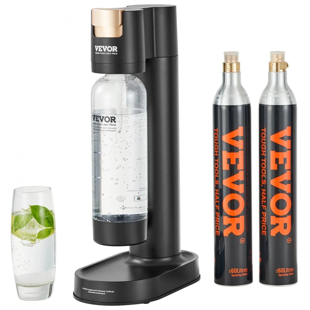 Clearance
VEVOR Sparkling Water Maker, Soda Maker Machine for Home Carbonating, Seltzer Water Starter Kit with BPA-free 1L PET Bottle, 2 CO2 Cylinders, Compatible with Mainstream Screw-in 60L CO2 Cylinder