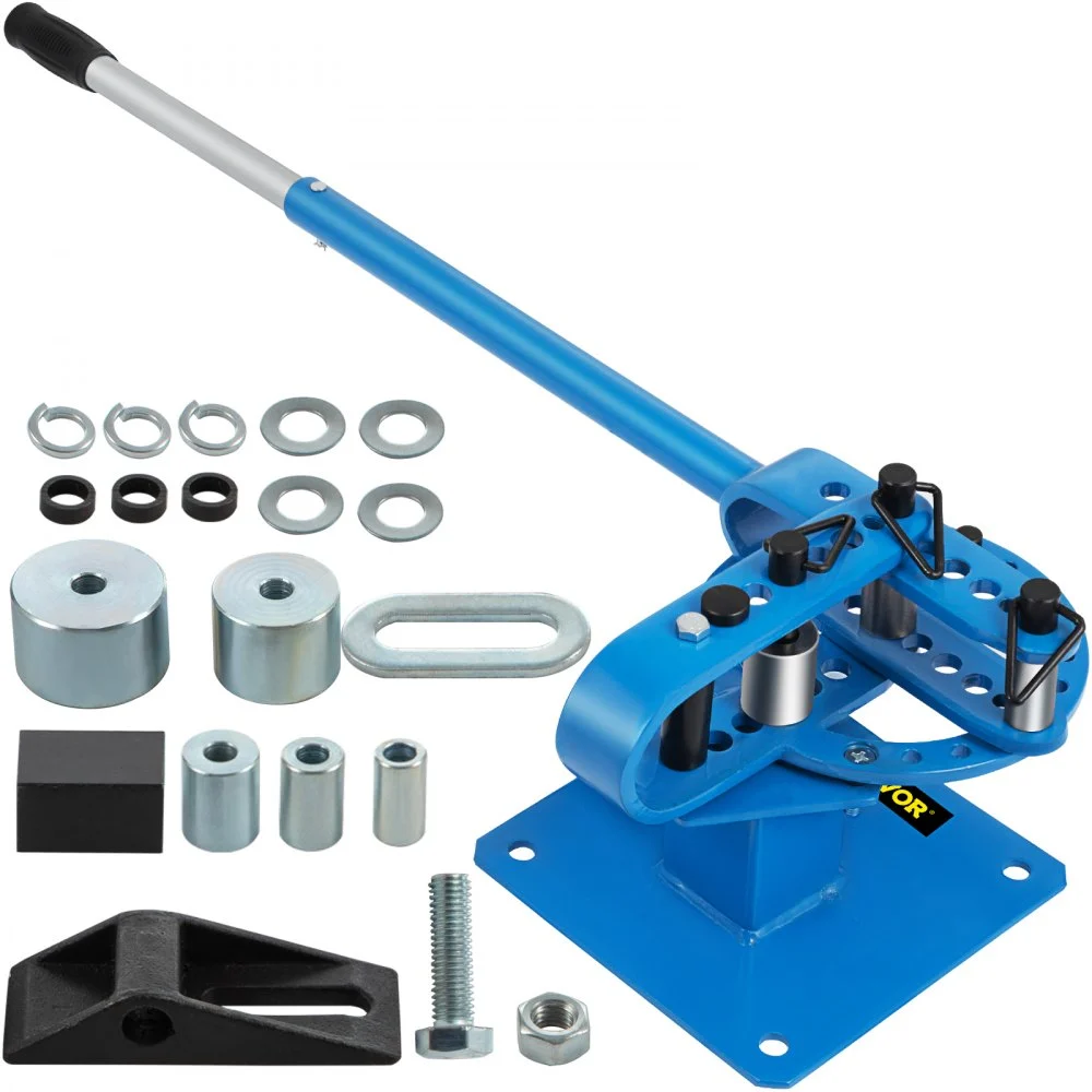 VEVOR YP-9 Manual Bender, Soild Round Square Bar Metal Bender with 7 Bending Dies, Metal Rod Bar Bender Bending Tool for Construction Site Auto Repair