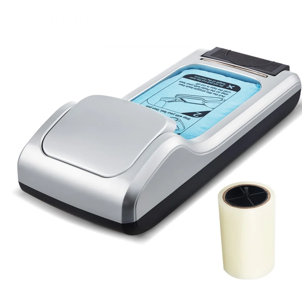 VEVOR Shoe Cover Dispenser, Automatic Shoe Film Machine with 1 Roll (600 Pcs) of Non-Slip Disposable Sole Membrane, Fits Size Up to US 11, for Home, Office, Lab, Factory, Hospital, Indoor Use, Silver