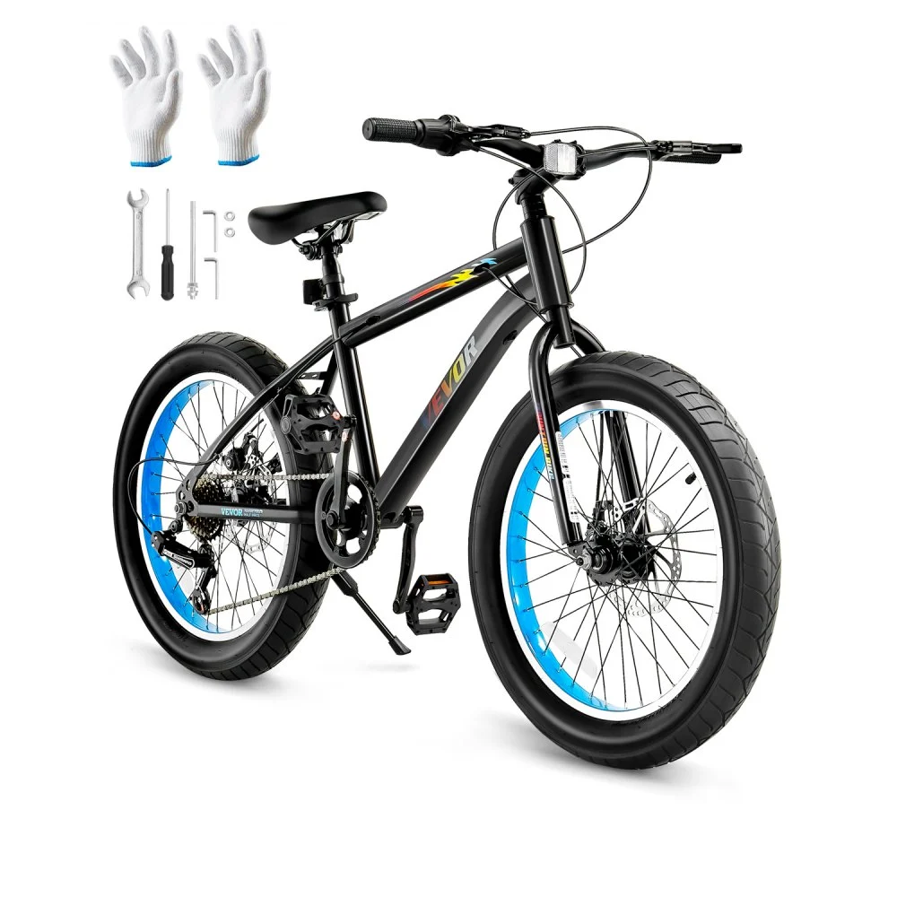 Summer Sale
VEVOR Mountain Bike, 20 inch MTB Bicycle with 7 Speeds SHIMANO Twist Shifting, Comfort Saddle, Dual Disc Brakes, High Carbon Steel Frame, Fat Tire Sport Cycling Bicycle for Trail Snow