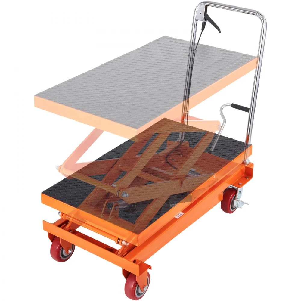 Summer Sale
VEVOR Hydraulic Lift Table Cart, 770lbs Capacity 59" Lifting Height, Manual Double Scissor Lift Table with 4 Wheels and Non-slip Pad, Hydraulic Scissor Cart for Material Handling and Transportation