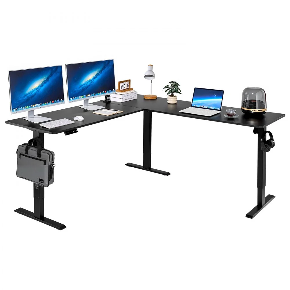Summer Sale

        
               VEVOR L Shaped Desk, Electric Adjustable Height Corner Gaming Desk with Dual Hooks, Heavy Duty Carbon Steel L-Shaped Computer Table with Power Outlets for Home, Office, Study, Easy to Assemble, Black