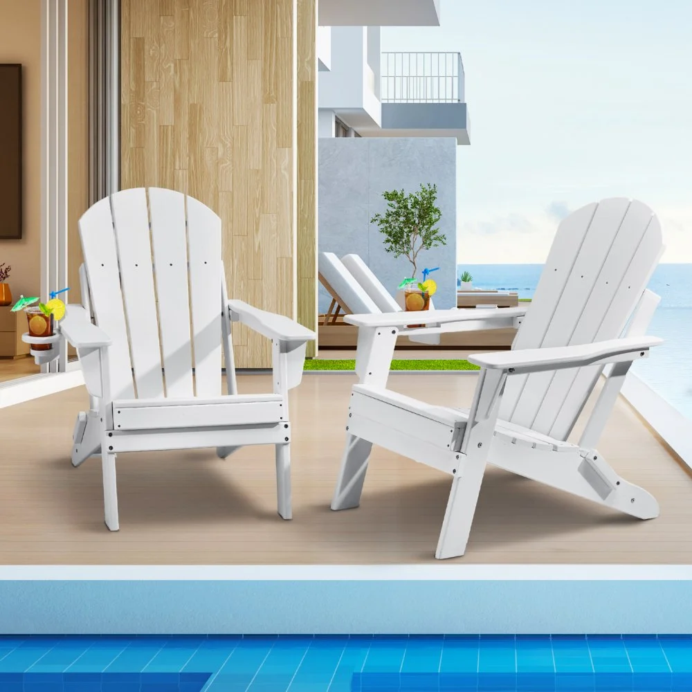 Summer Sale
VEVOR Adirondack Chair Plastic, Set of 2 All-Weather Portable Folding Fire Pit Chair, Outdoor Adirondack Patio Chair with Cup Holder, with Relaxing Arm Rest Ergonomic, for Garden, Backyard - White