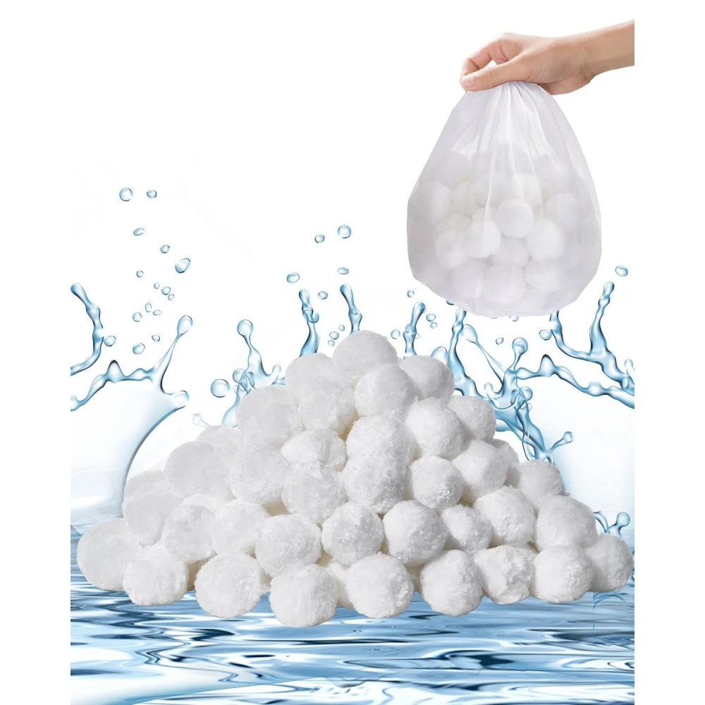 VEVOR Pool Filter Balls for Sand Filter, 1.5 lbs, Filter Balls Replace Pool Filter Sand, Reusable Polyester Fiber Filter Media Balls with Wash Bag, for Swimming Pool Above Ground Pool Aquarium Tank