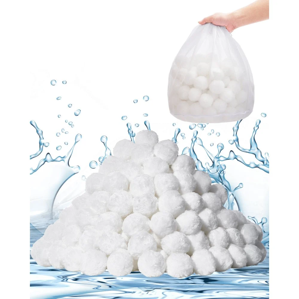 VEVOR Pool Filter Balls for Sand Filter, 3.5 lbs, Filter Balls Replace Pool Filter Sand, Reusable Polyester Fiber Filter Media Balls with Wash Bag, for Swimming Pool Above Ground Pool Aquarium Tank