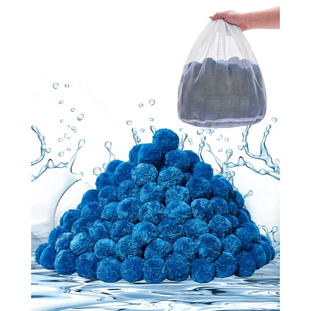 VEVOR Pool Filter Balls for Sand Filter, 3.1 lbs, Filter Balls Replace Pool Filter Sand, Reusable Blue Polyester Fiber Filter Media with Wash Bag, for Swimming Pool Aquarium Tank Above Ground Pool