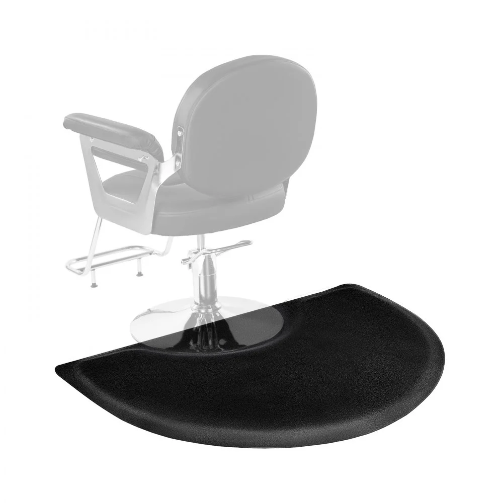 VEVOR Salon Mat for Hair Stylist, 3 x 4 FT Semi-circle Salon Chair Mat, 1/2-inch Thickened Anti Fatigue Barber Shop Floor Mat with Round Cut Out, Easy-to-Clean PVC Surface & Anti-Trip Beveled Edges