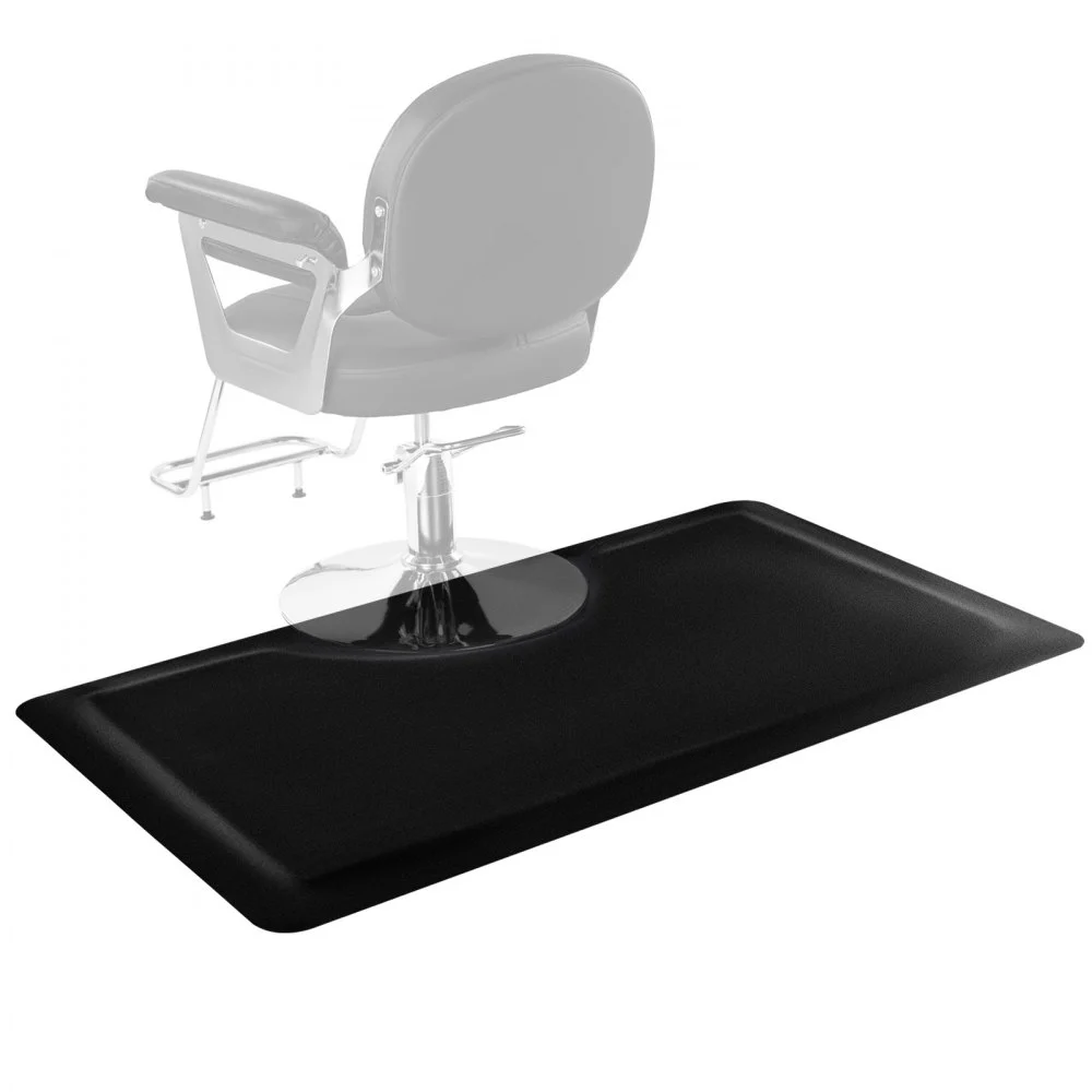 VEVOR Salon Mat for Hair Stylist, 3 x 5 FT Rectangle Salon Chair Mat Anti Fatigue, 1/2" Thickened PVC + NBR Barber Shop Floor Mat with Round Cut Out, Anti-Trip Beveled Edges & Non-slip Bottom