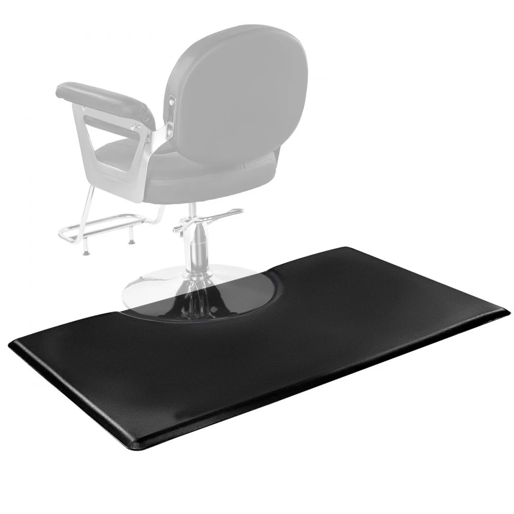 VEVOR Salon Mat for Hair Stylist, 3 x 5 FT Rectangle Salon Chair Mat Anti Fatigue, 7/8" Thickened PVC + PU Barber Shop Floor Mat with Round Cut Out, Anti-Trip Beveled Edges & Non-slip Bottom