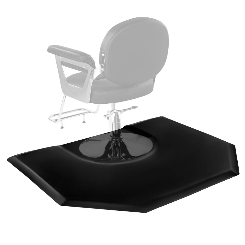VEVOR Salon Mat for Hair Stylist, 4 x 5 FT Hexagon Salon Chair Mat Anti Fatigue, 1-inch Thickened Barber Shop Floor Mat with Round Cut Out, Easy-to-Clean PVC Surface & Anti-Trip Beveled Edges