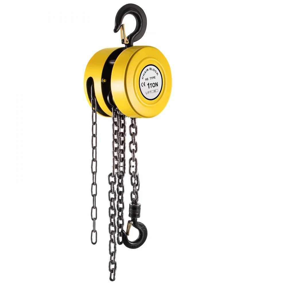 VEVOR Hand Chain Hoist, 2200 lbs /1 Ton Capacity Chain Block, 20ft/6m Lift Manual Hand Chain Block, Manual Hoist with Industrial-Grade Steel Construction for Lifting Good in Transport & Workshop, Yell