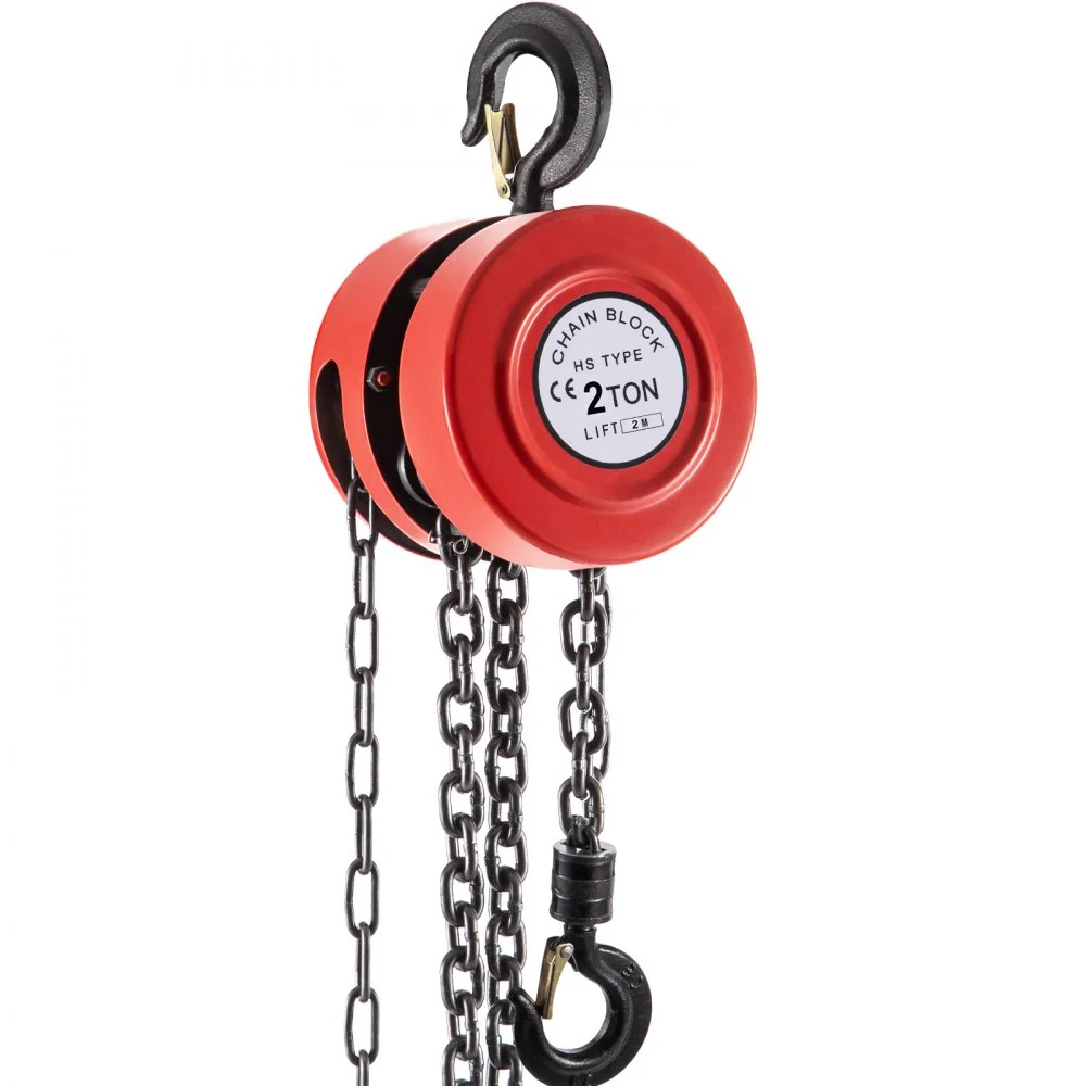VEVOR Hand Chain Hoist, 4400 lbs /2 Ton Capacity Chain Block, 7ft/2m Lift Manual Hand Chain Block, Manual Hoist with Industrial-Grade Steel Construction for Lifting Good in Transport & Workshop, Red