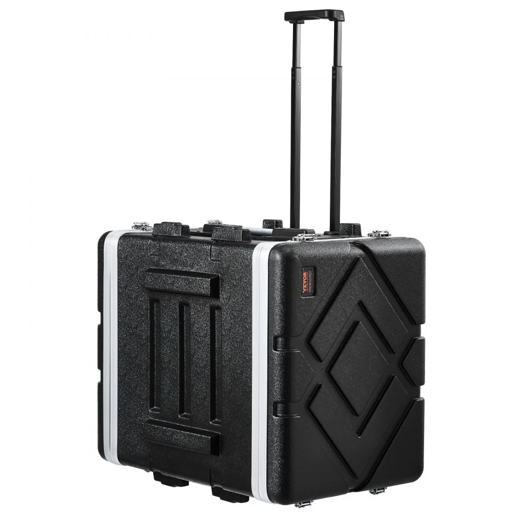 VEVOR 8U Rack Case, Standard 19 in Depth, Server Rack Cabinet with ABS Construction Wheels Heavy-Duty Twist Butterfly Latches, Detachable Front & Back Panels, for Amps, Mixers, Microphone Receivers