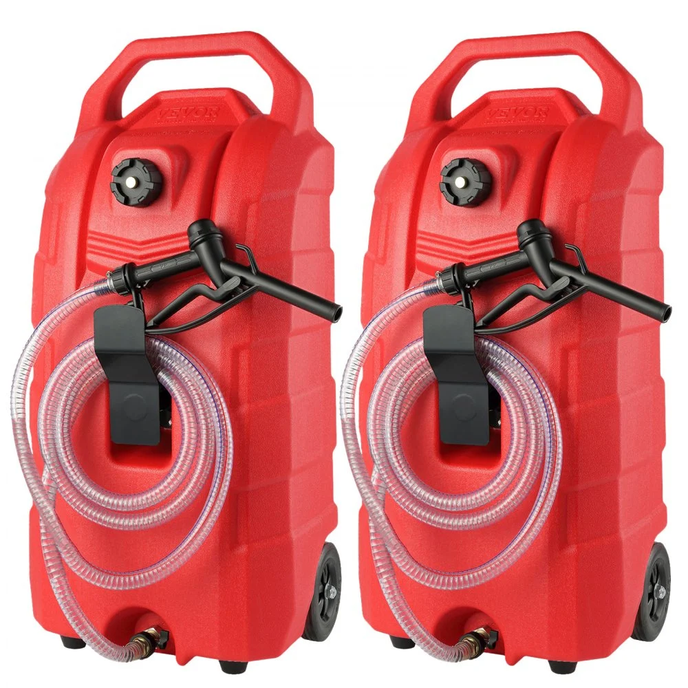 VEVOR 16 Gallon Fuel Caddy, 7.8 L/min, Portable Gas Storage Tank Container with Rubber Wheels, Gravity-flow Mode, Fuel Transfer Storage Tank for Gasoline Diesel Machine Oil Car Mowers Boat Motorcycle