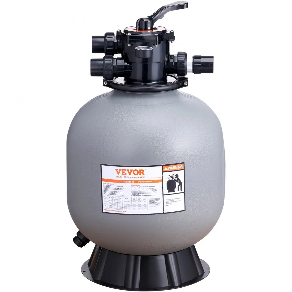Summer Sale
VEVOR Sand Filter, 22-inch, Up to 55 GPM Flow Rate, Above Inground Swimming Pool Sand Filter System with 7-Way Multi-Port Valve, Filter, Backwash, Rinse, Recirculate, Waste, Winter, Closed Functions