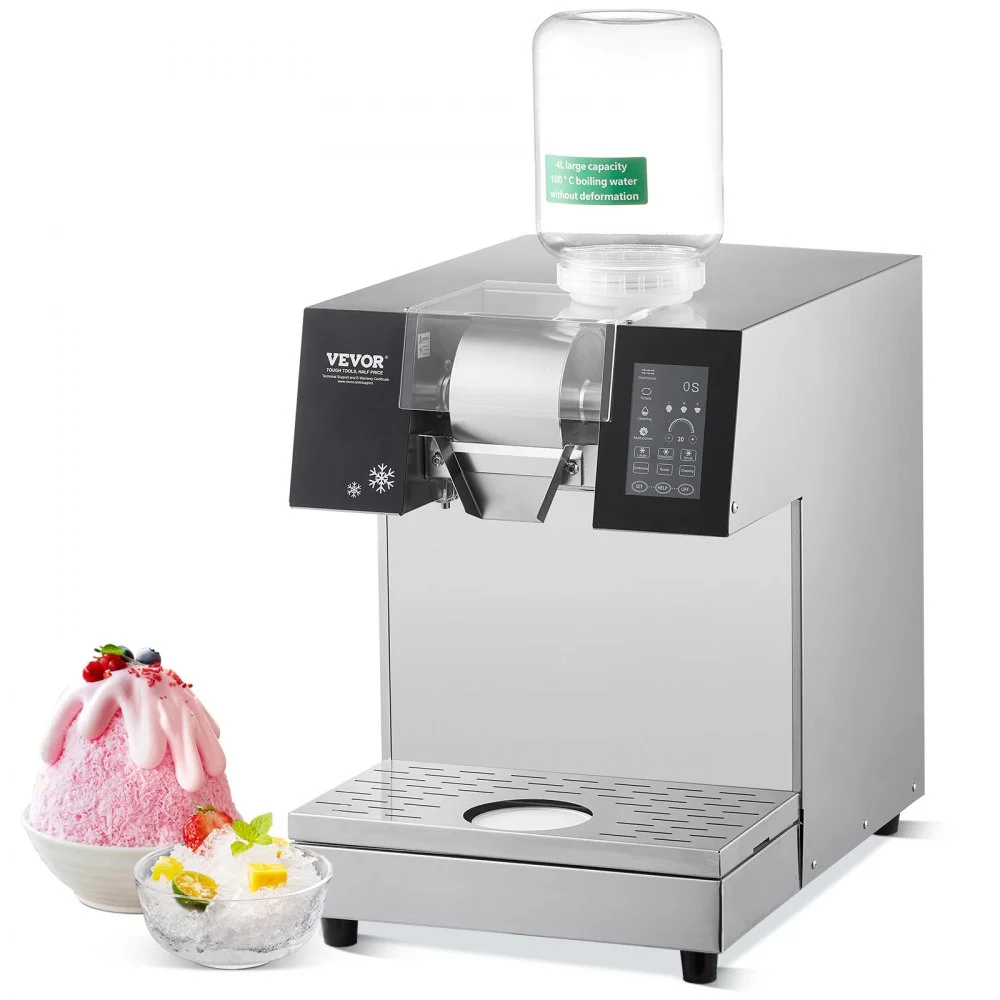VEVOR Commercial Snowflake Ice Machine, 529.1LBS/24H Snowflake Ice Maker, Stainless Steel Ice Shaver Machine, Electric Snow Cone Maker, Liquid Cooling System for Rapid Heat Dissipation, Ice Cream
