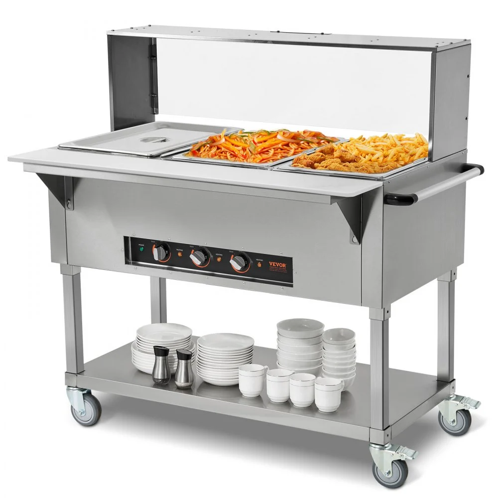 Summer Sale
VEVOR 3-Pan Commercial Food Warmer, 3 x 20.6QT Electric Steam Table, 1500W Professional Buffet Catering Food Warmer with Acrylic Sneeze Guard, Food Grade Stainless Steel Server for Party Restaurant