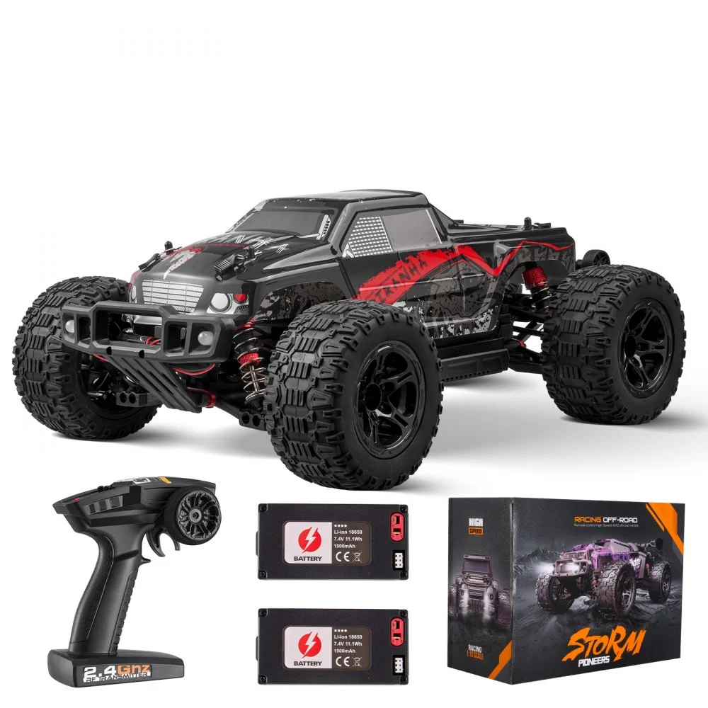 VEVOR Remote Control Car, 1:10 Scale RC Car for Kids, All Terrain 4WD Off-Road Monster Truck with 45° Wheelie & 2 Batteries, 38 km/h High Speed Hobby Racing Car - Ideal Gift for 8+ Years Kids, IPX4
