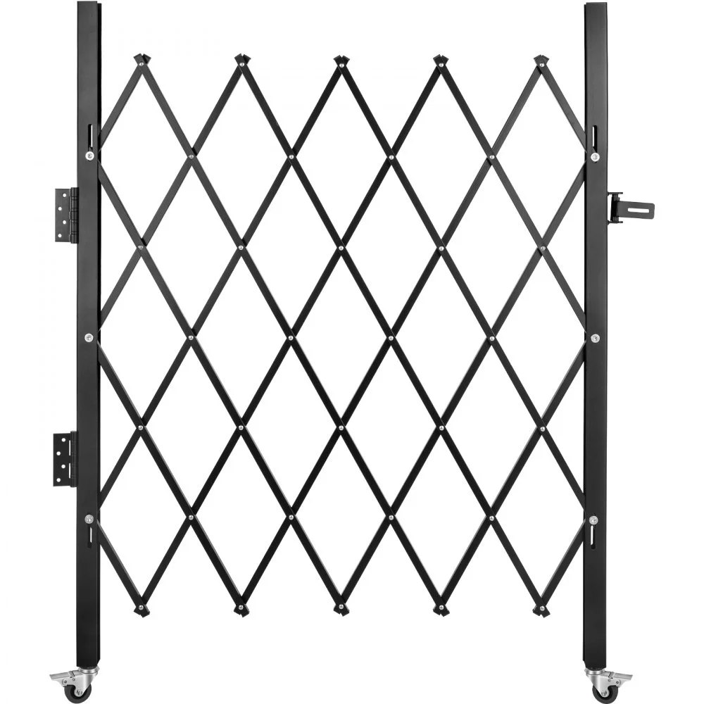 VEVOR Single Folding Security Gate, 5' H x 5-1/2' W Folding Door Gate, Steel Accordion Security Gate, Flexible Expanding Security Gate, 360° Rolling Barricade Gate, Scissor Gate/Door with Padlock