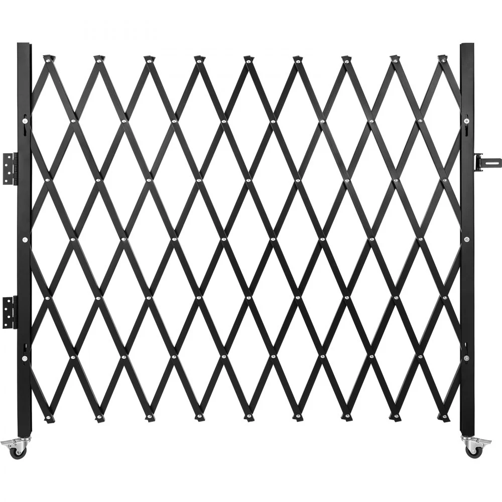 VEVOR Single Folding Security Gate, 7 ft H x 7 ft W Folding Door Gate, Steel Accordion Security Gate, Flexible Expanding Security Gate, 360° Rolling Barricade Gate, Scissor Gate/Door with Padlock