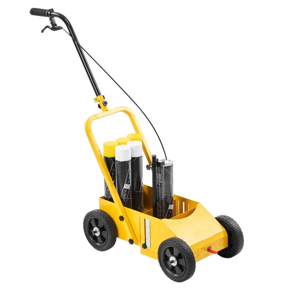 VEVOR Striping Line Marking Machine, 24 x 13 x 35.4 in, 4-Wheel, Heavy Duty Striping Line Marking Machine, Striping Line Machine with Adjustable Width, for Roads, Parking Lots, Sports Field, Yellow