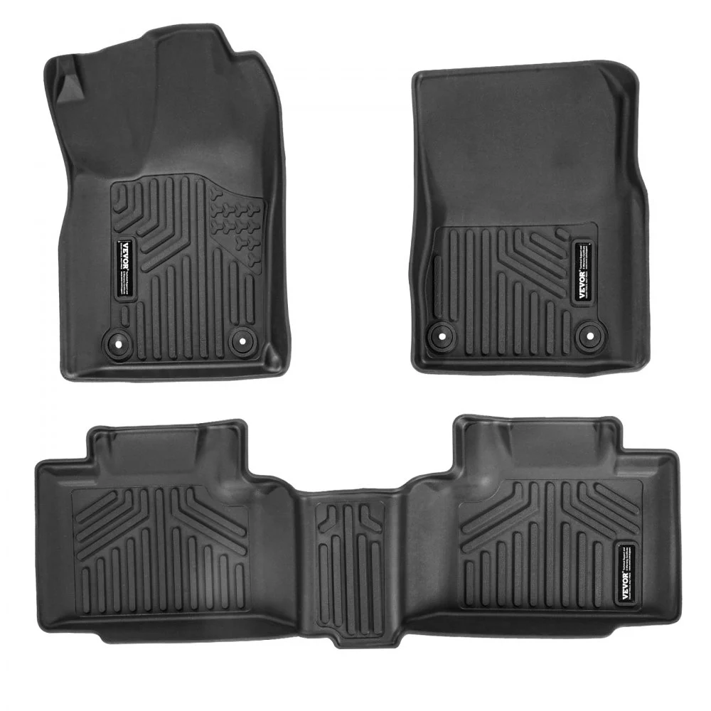 VEVOR Automotive Floor Mats, Fits for Dodge Durango / Jeep Grand Cherokee 2016-2024 / 2016-2021, 3 pcs Front and 2nd Row Liners, All Weather Custom Fit TPE Vehicle Floor Mats, Easy to Clean, Black