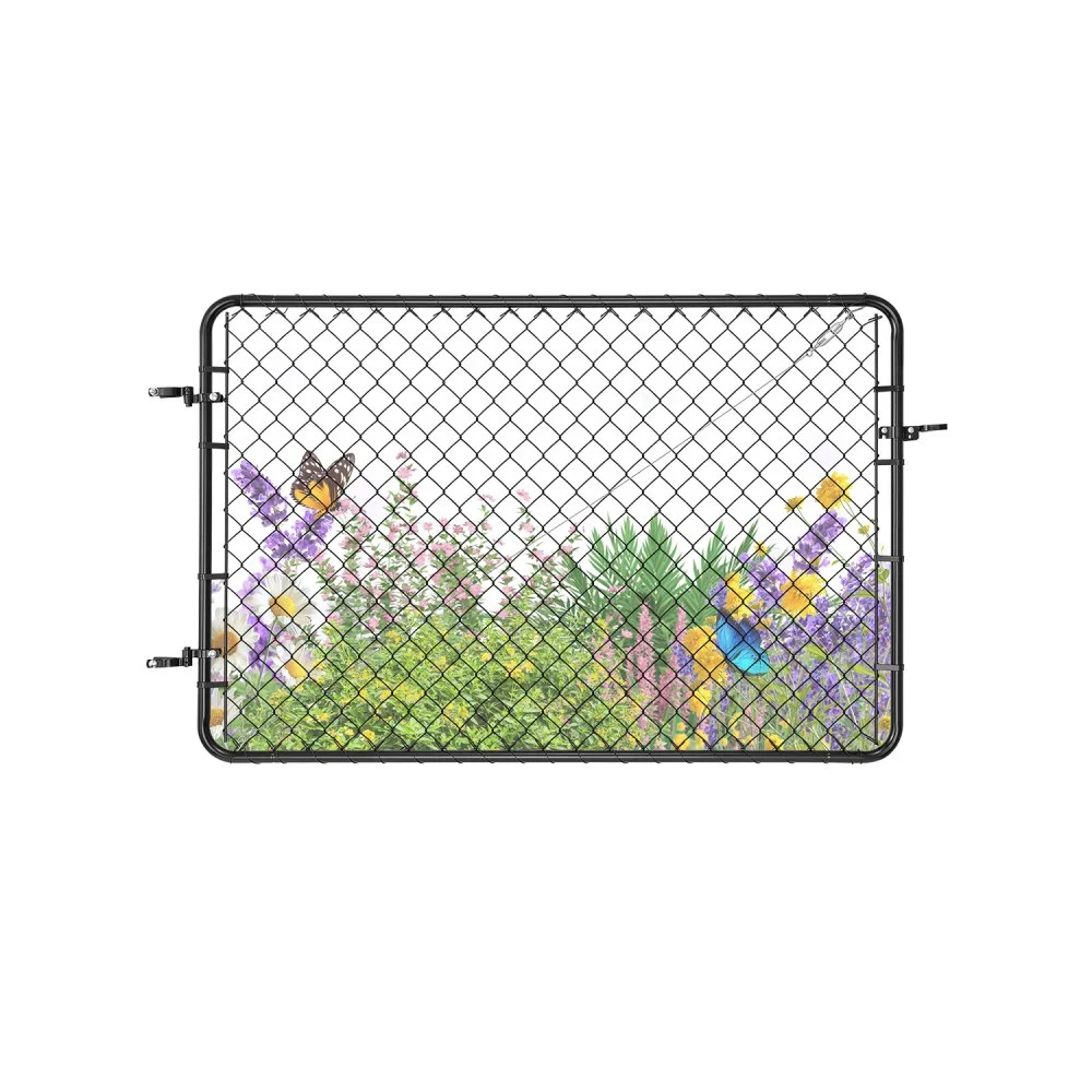 VEVOR Chain Link Fence Gate, 72 x 46 in, Adjustable Chain Link Fence Panel, Fit 2.2-6 ft (W) x 6 ft (H) Garden Fence Gate Opening, Fencing Gate with Plastic Coating, for Farm Black, Posts Not Included