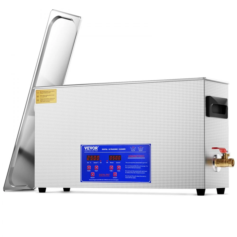 VEVOR 10L Ultrasonic Gun Cleaner, 300W Professional Ultra Sonic Cleaning Machine with Timer & Heater, 40kHz Digital Ultrasonic Cleaner with Basket for Gun Parts, Bullets, Military Supplies