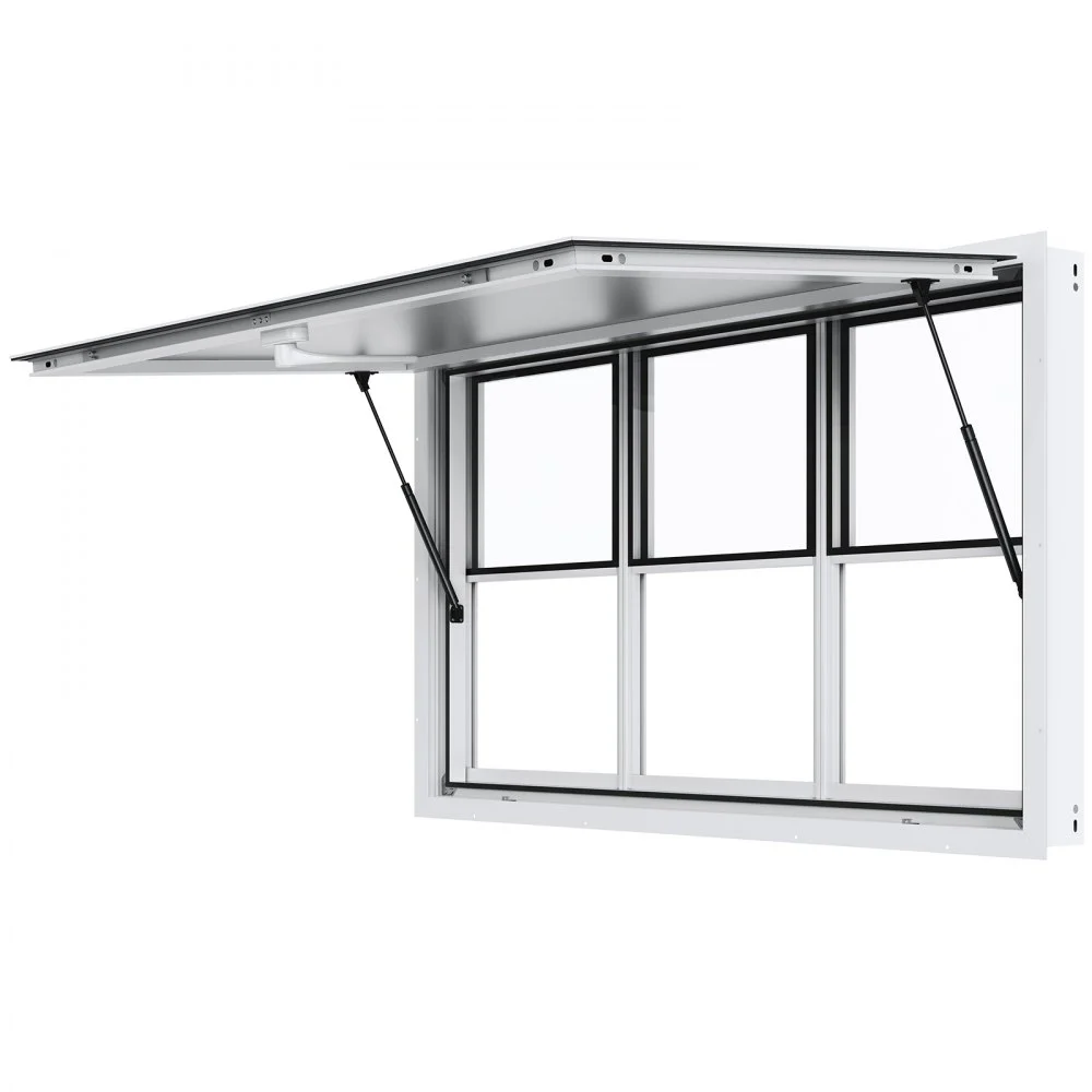 VEVOR Concession Window 60"x36", Aluminum Alloy Food Truck Service Window with Vertical Lifting Windows & Awning Door & Drag Hook, Up to 85 Degrees Serving Window for Food Trucks Concession Trailers
