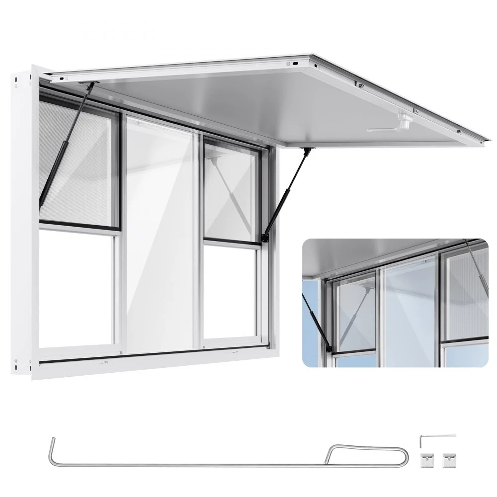 Summer Sale

        
               VEVOR Concession Window 60x36 in, Aluminum Alloy Service Window for Food Truck, Up to 85 Degrees Stand Serving Window with 6 Sliding Windows, Awning Door, and Drag Hook, for Concession Trailers
